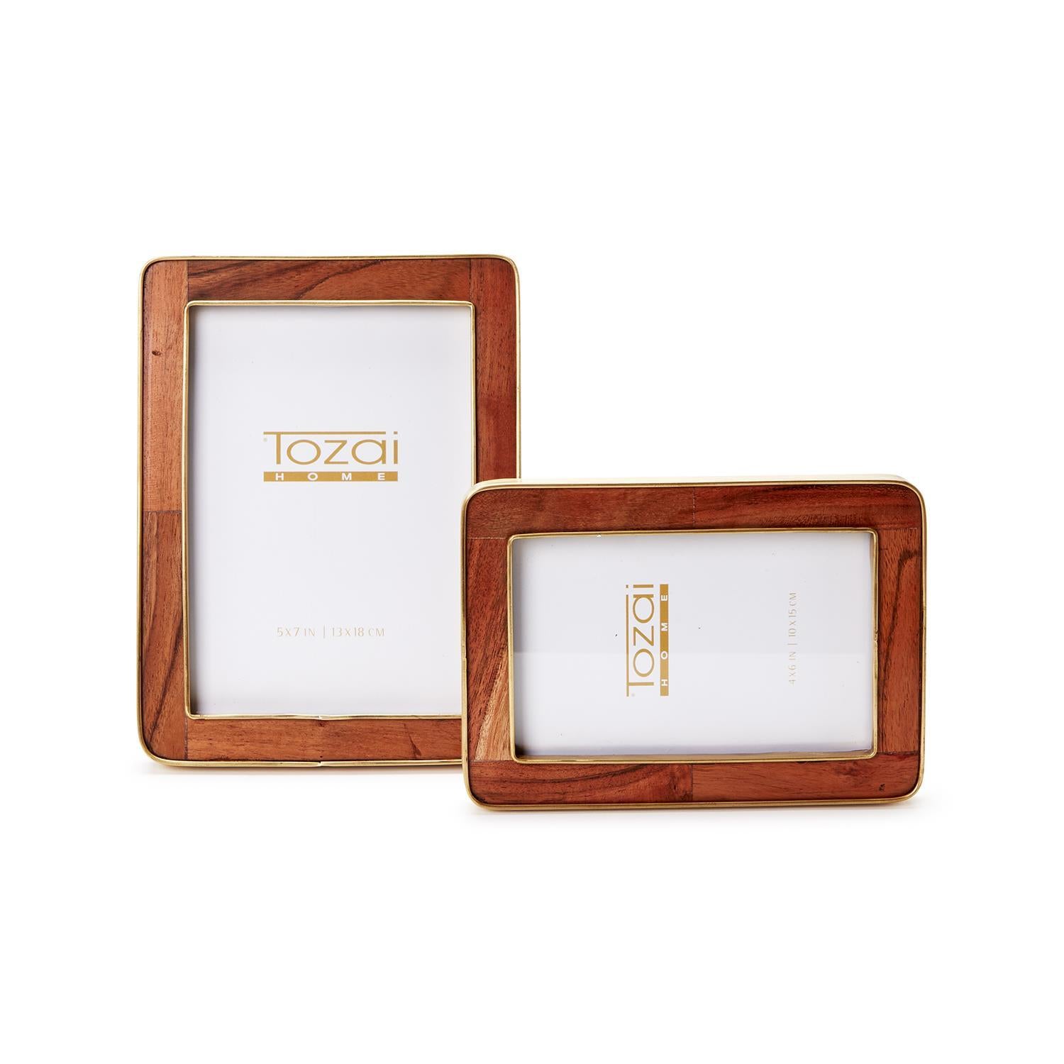 Wood with Rounded Edge with Brass Photo Frame
