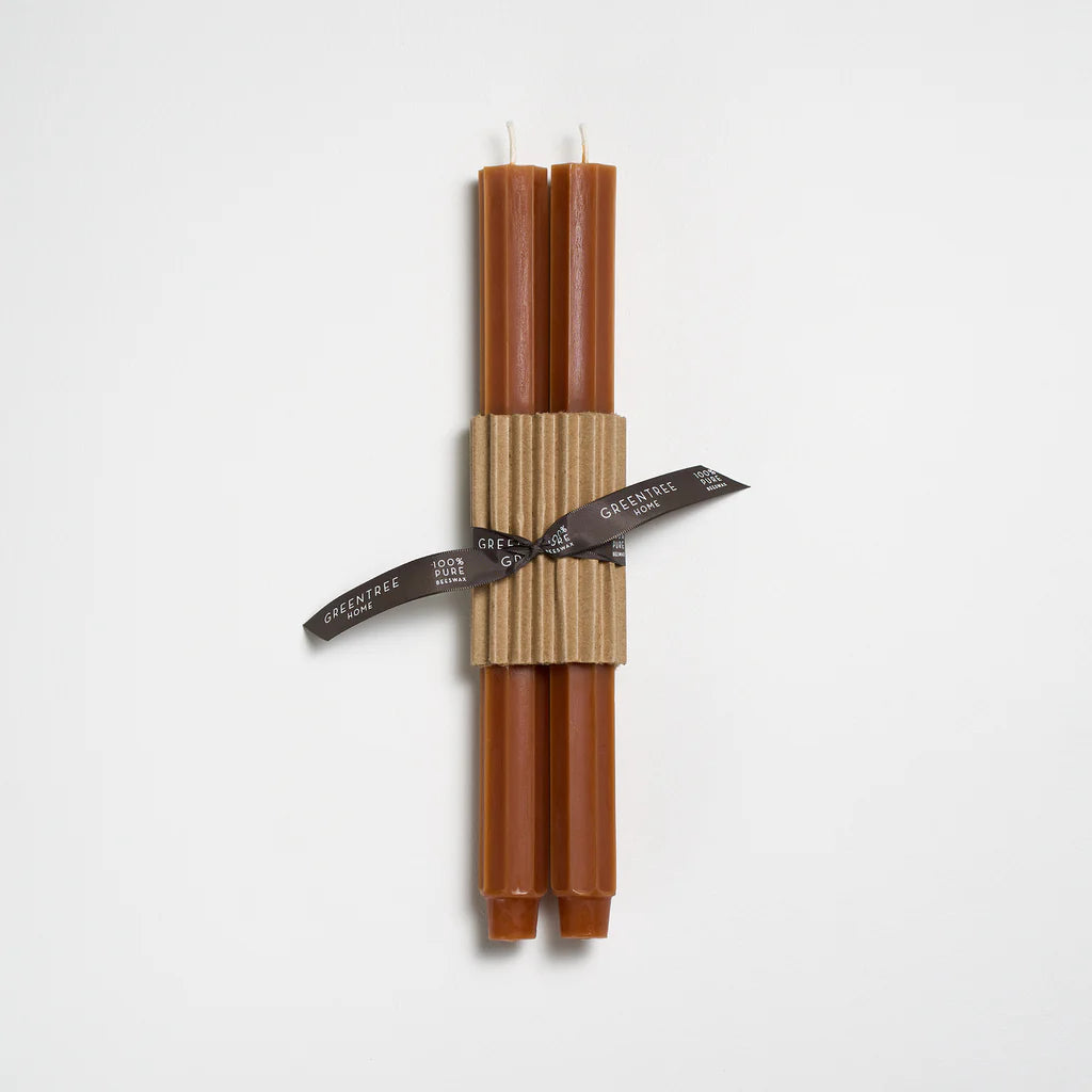 12" Fluted Church Taper Candles - Tangerine