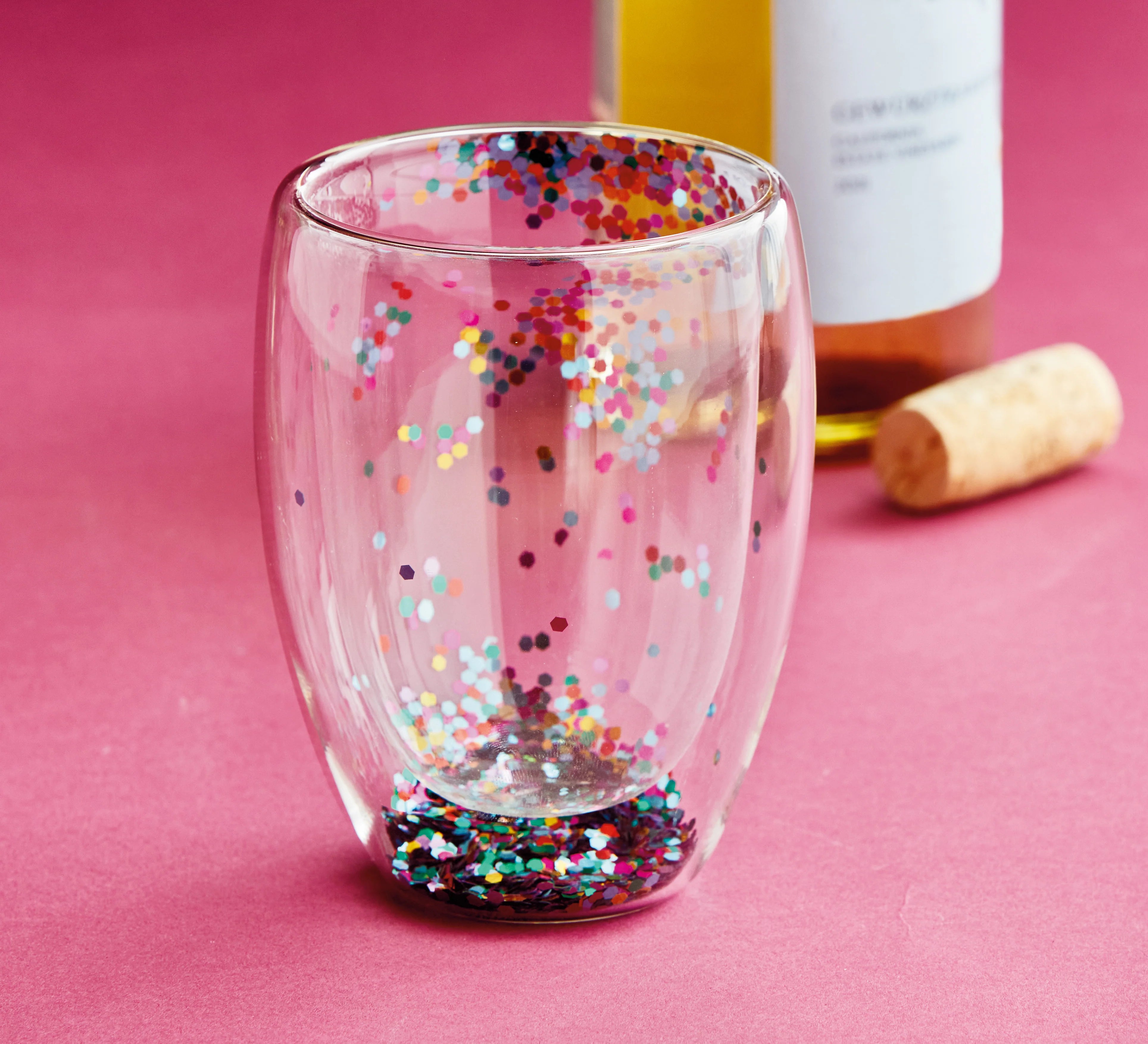 Confetti Double Wall Stemless Wine Glass