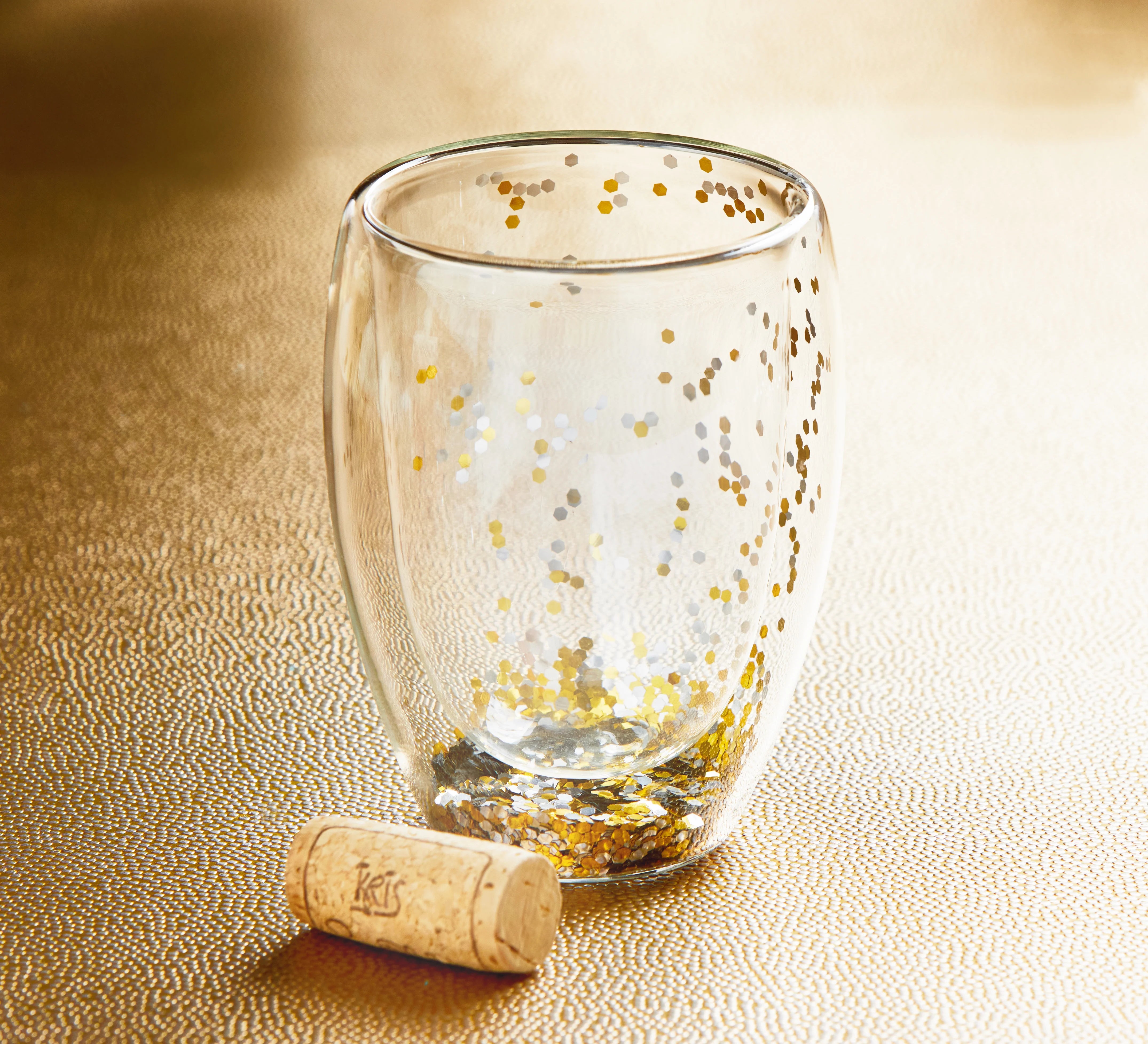 Confetti Double Wall Stemless Wine Glass