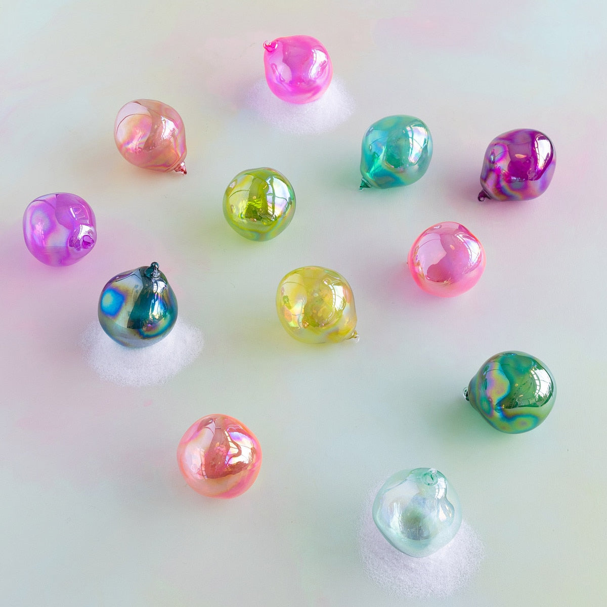 Turquoise Rainbow Iridescent Organic Ball Ornament