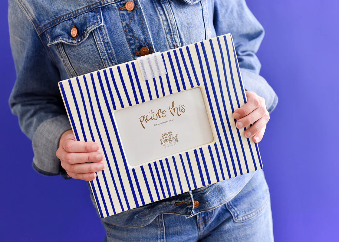 Indigo Skinny Stripe Mini Rectangle Frame