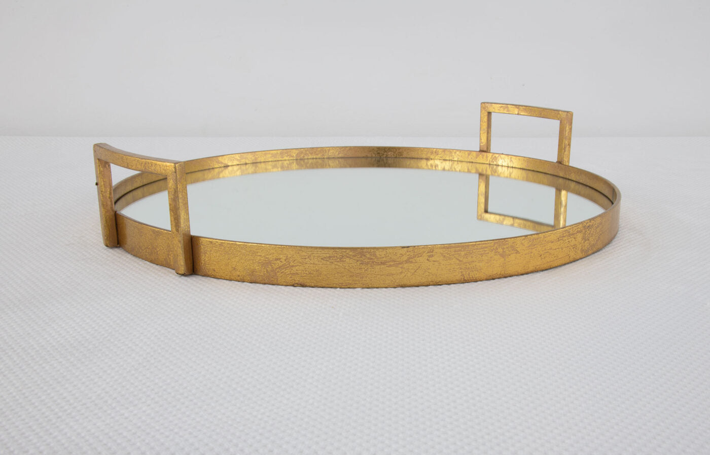 Gold Round Mirrored Tray