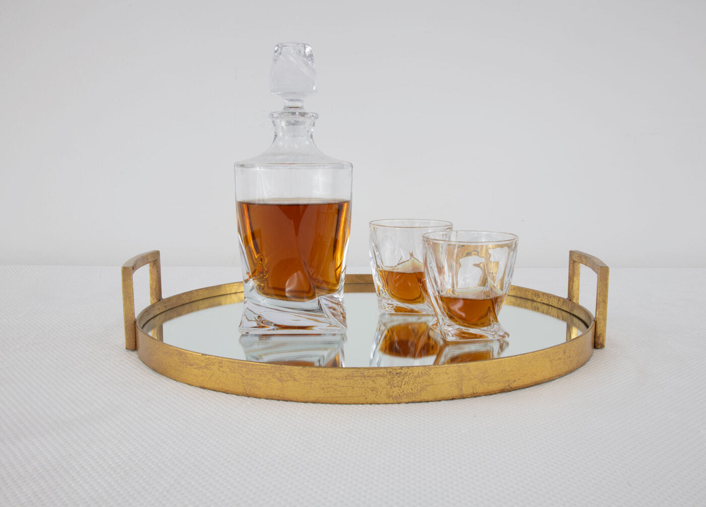 Gold Round Mirrored Tray