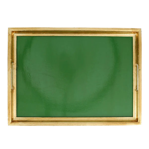 Florentine Wooden Accessories Green and Gold Large Rectangular Tray