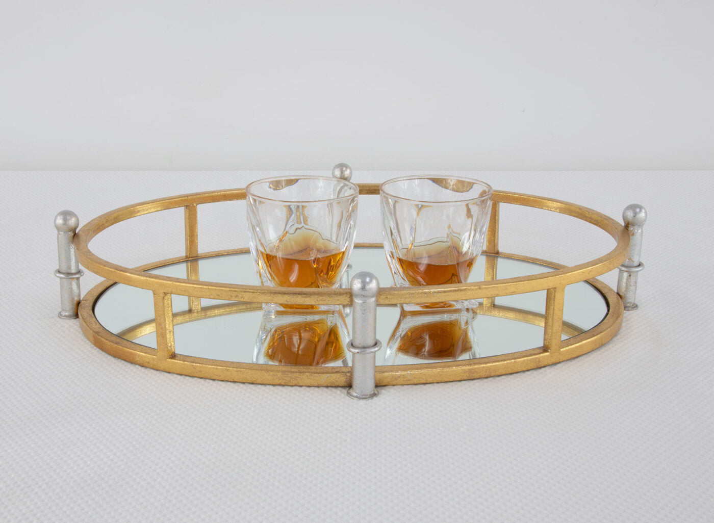 Gold/Silver Oval Mirrored Tray