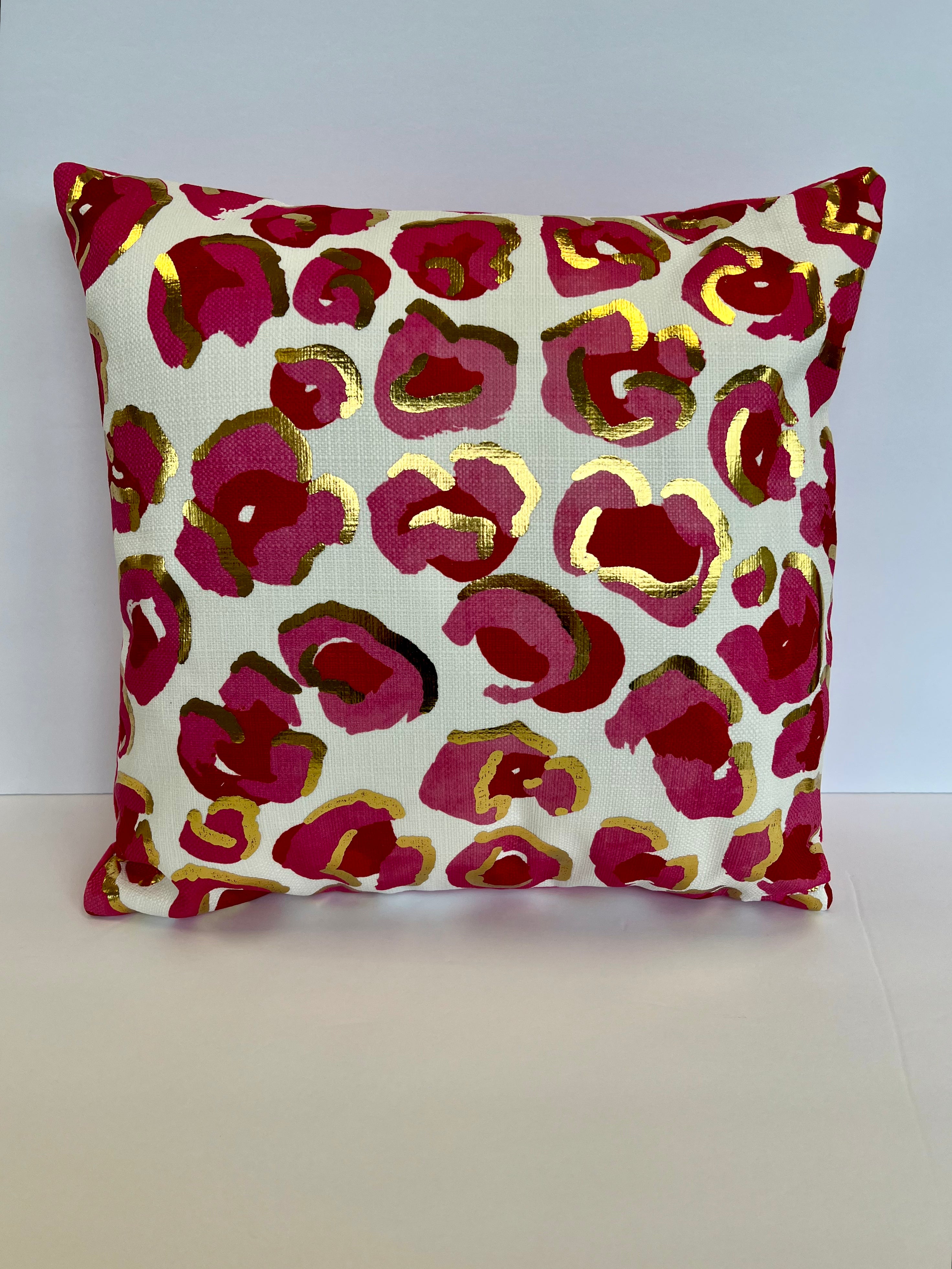 Gold Foil Pink Leopard Print Pillow