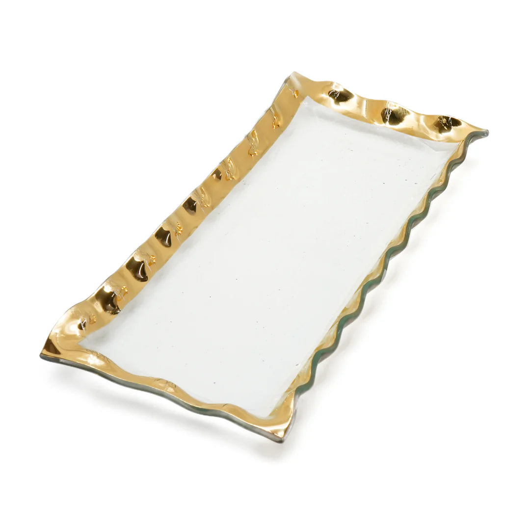 Ruffle Rectangular Tray - Gold