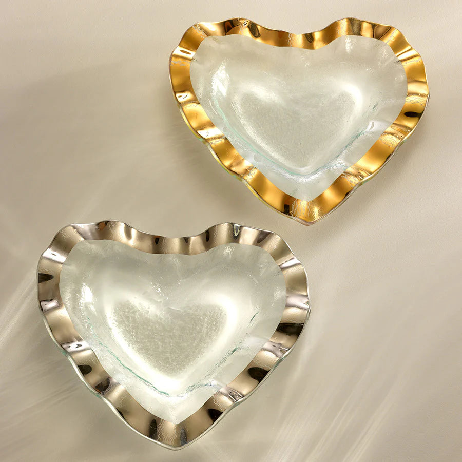 Ruffle Heart Bowl - Platinum