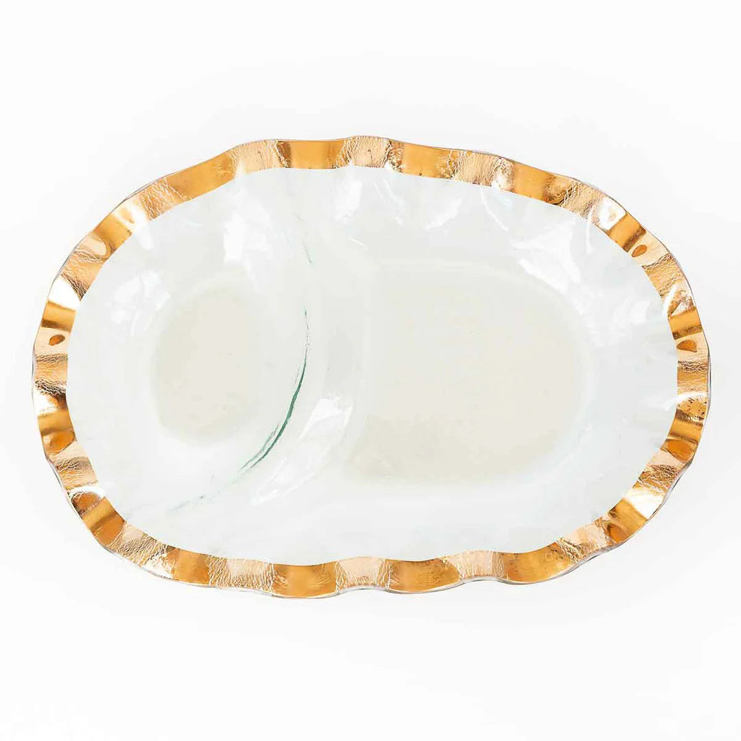 Ruffle Oval Chip & Dip Bowl