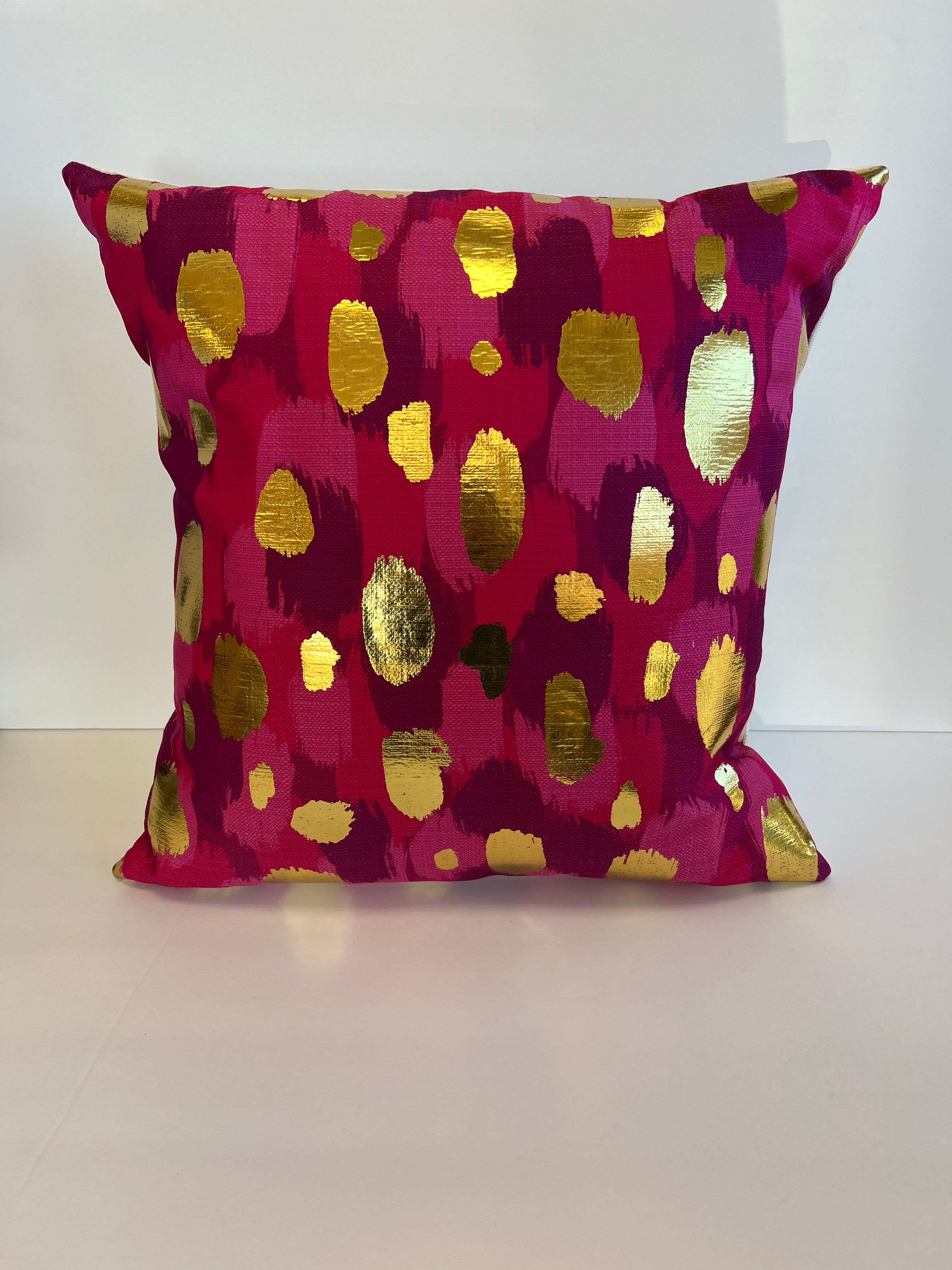 Gold Foil Pink & Plum Paint Daubs Pillow