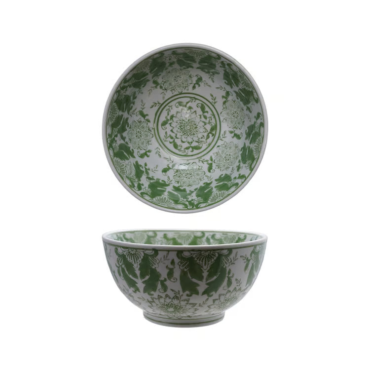 Green Floral Chinoiserie Bowl