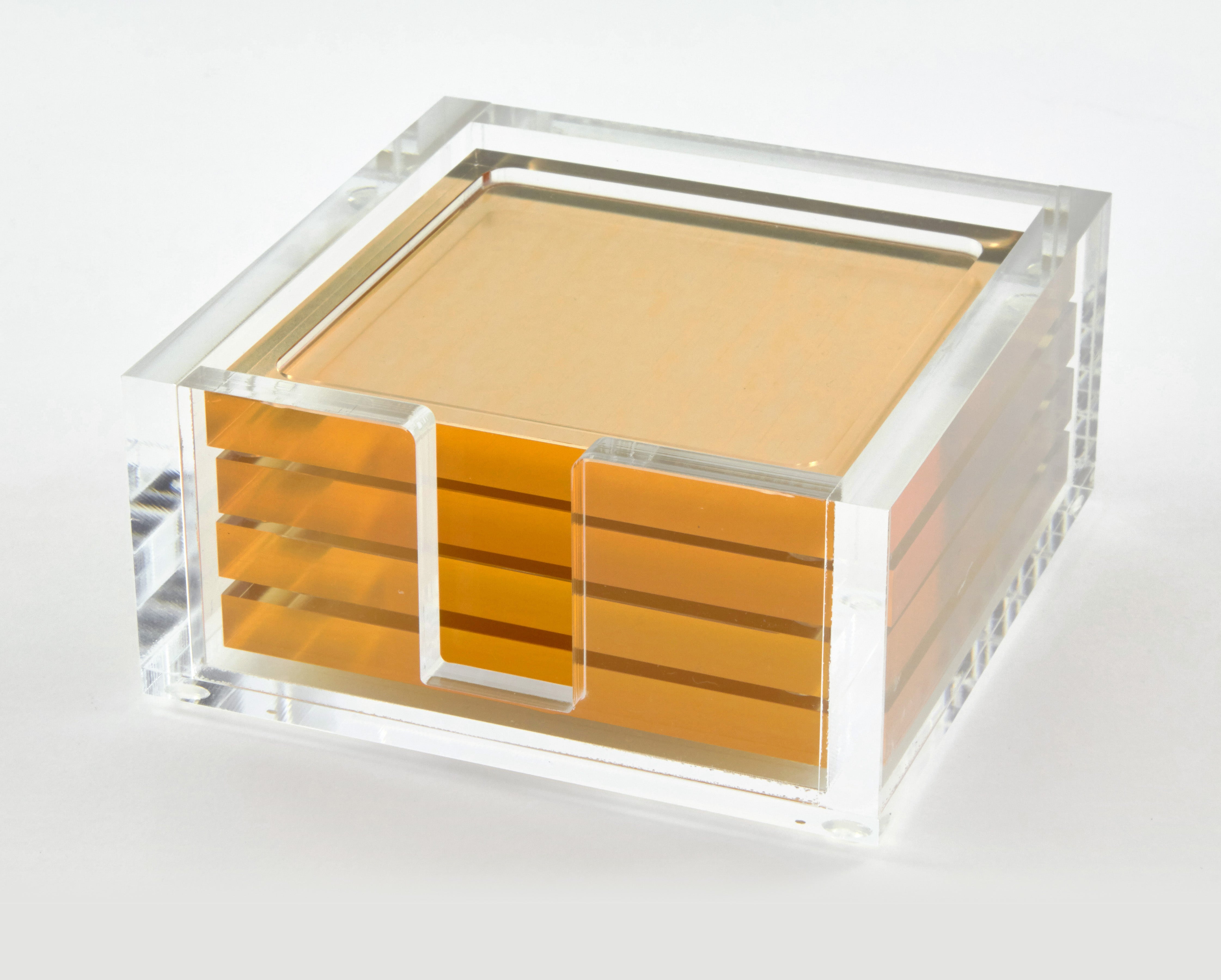 Lucite Coaster S/4 - Gold