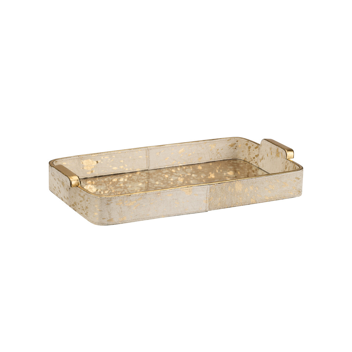 Decorative tray with gold accents on a white background