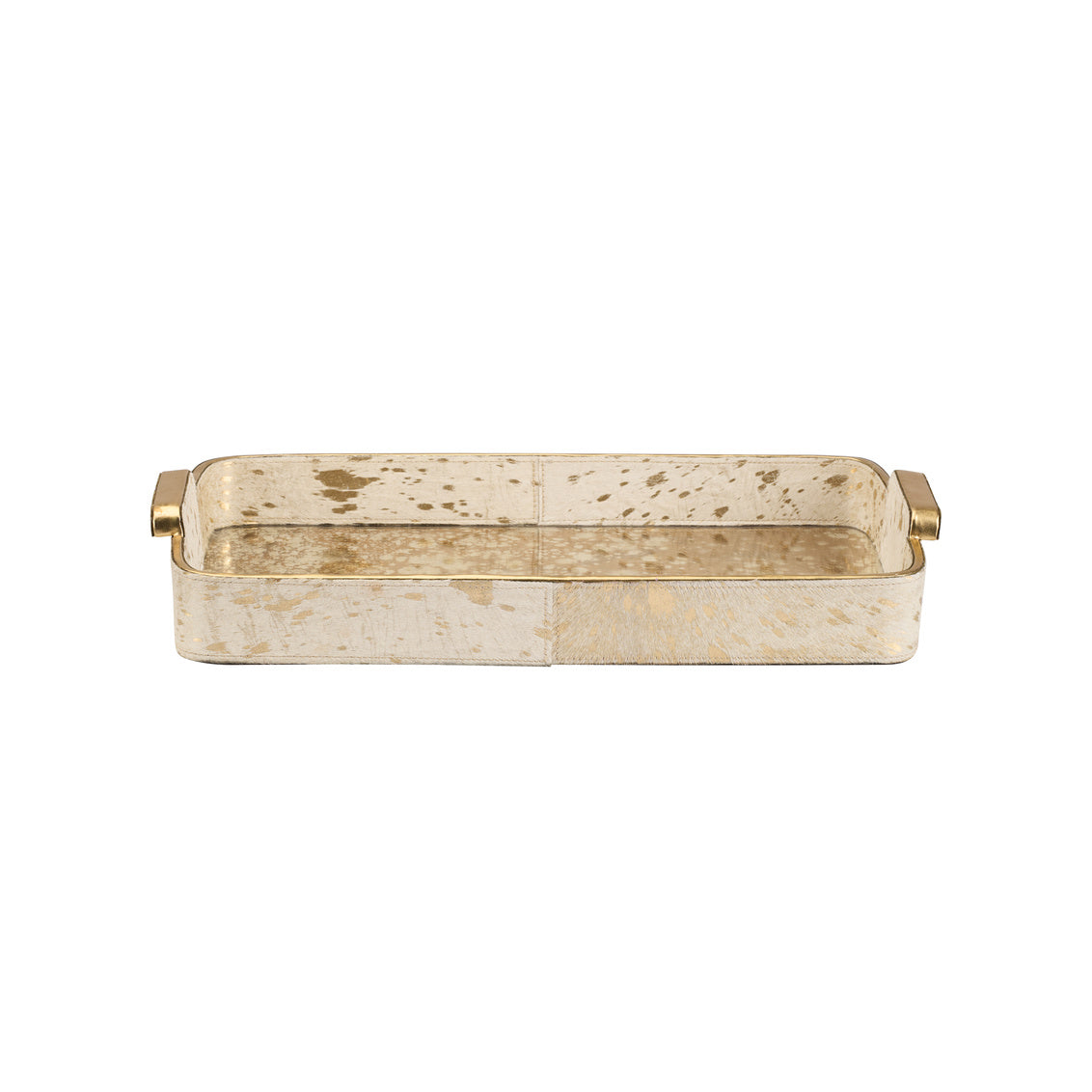 Rectangular tray with gold accents on a white background