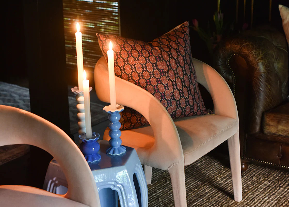 SMOKE LARGE RUFFLE KNOBBED CANDLE HOLDER