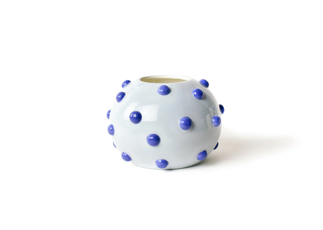 IRIS BLUE LARGE ROUND VASE WITH KNOBS