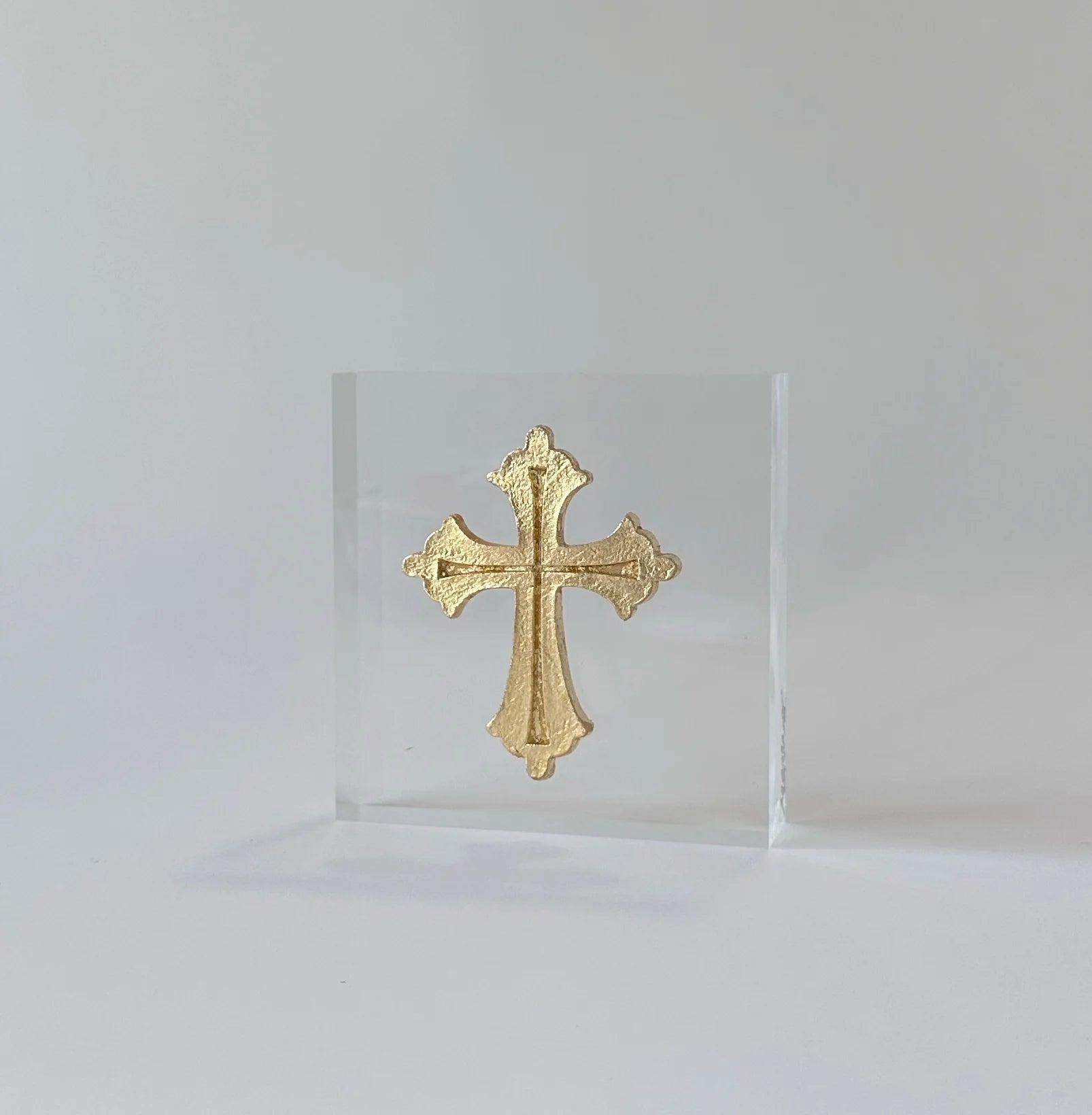 Gold Cross Intaglio Acrylic Block