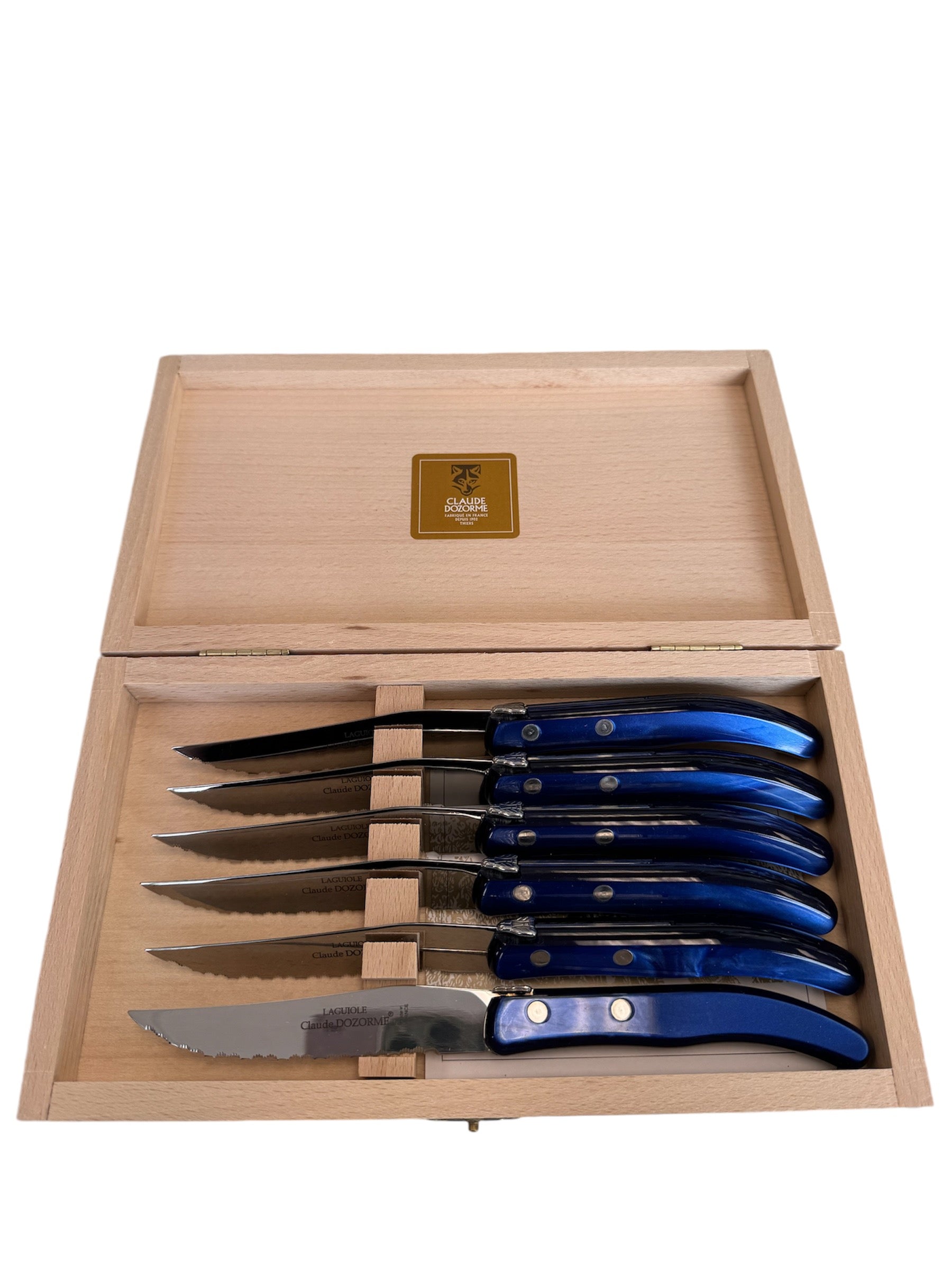 Box of 6 Berlingot Steak Knives | Blue Handle