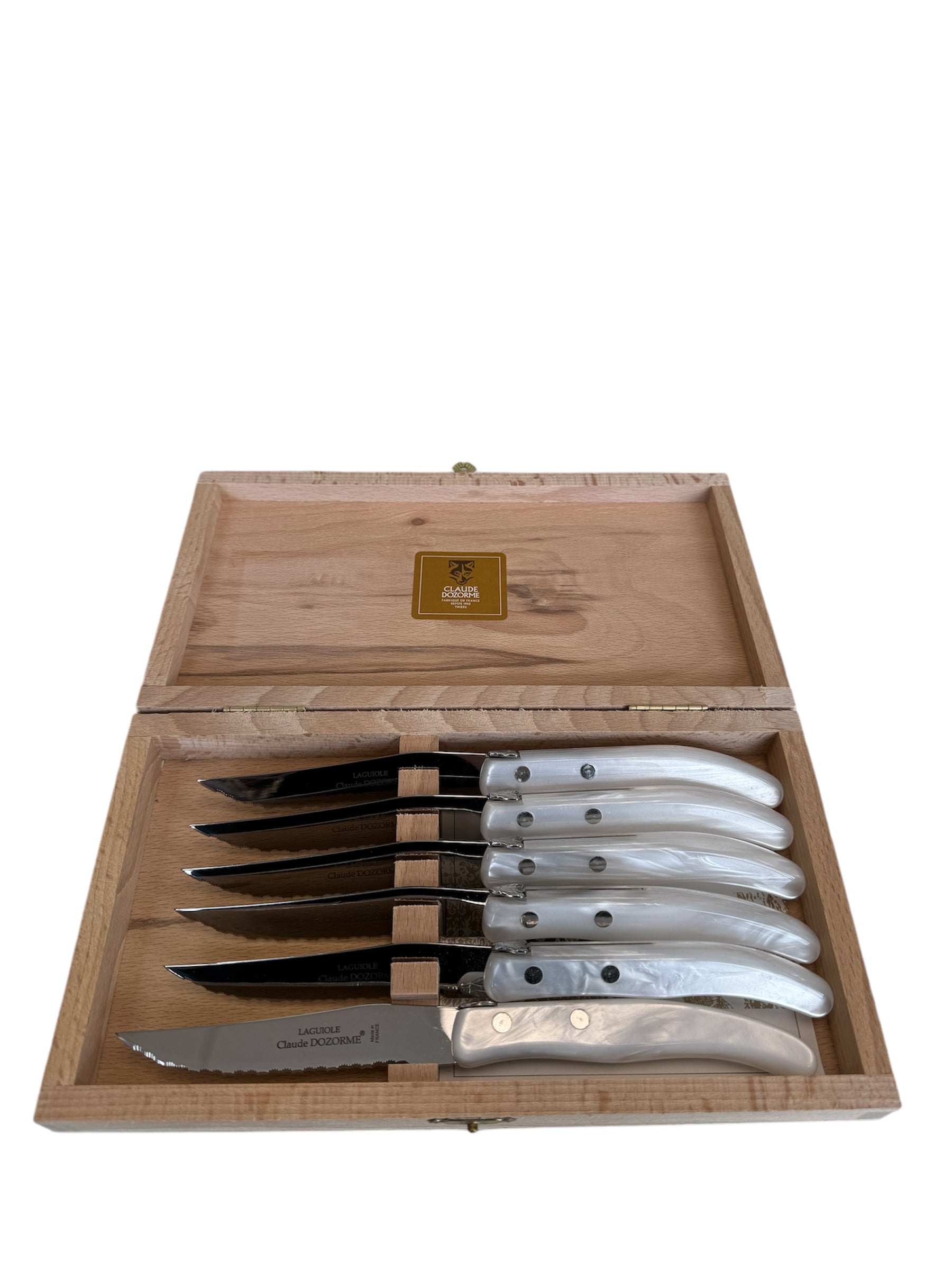 Box of 6 Berlingot Steak Knives | White Handle