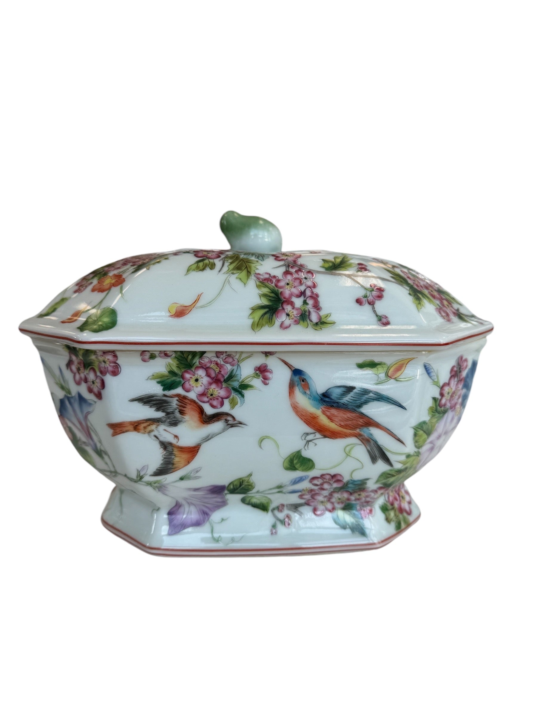 Blue/Pink/Orange Bird Floral Tureen
