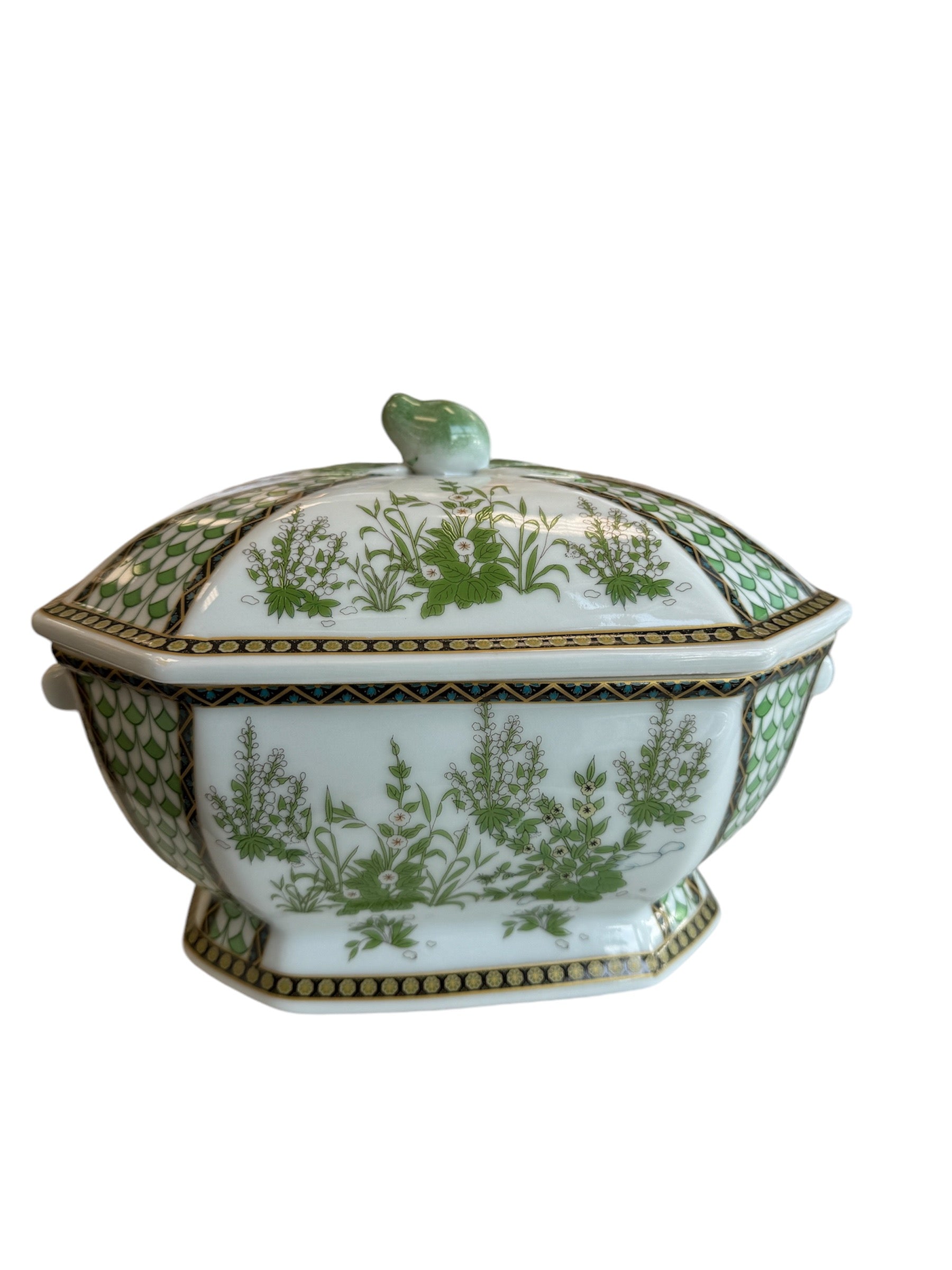 Green and White Tureen