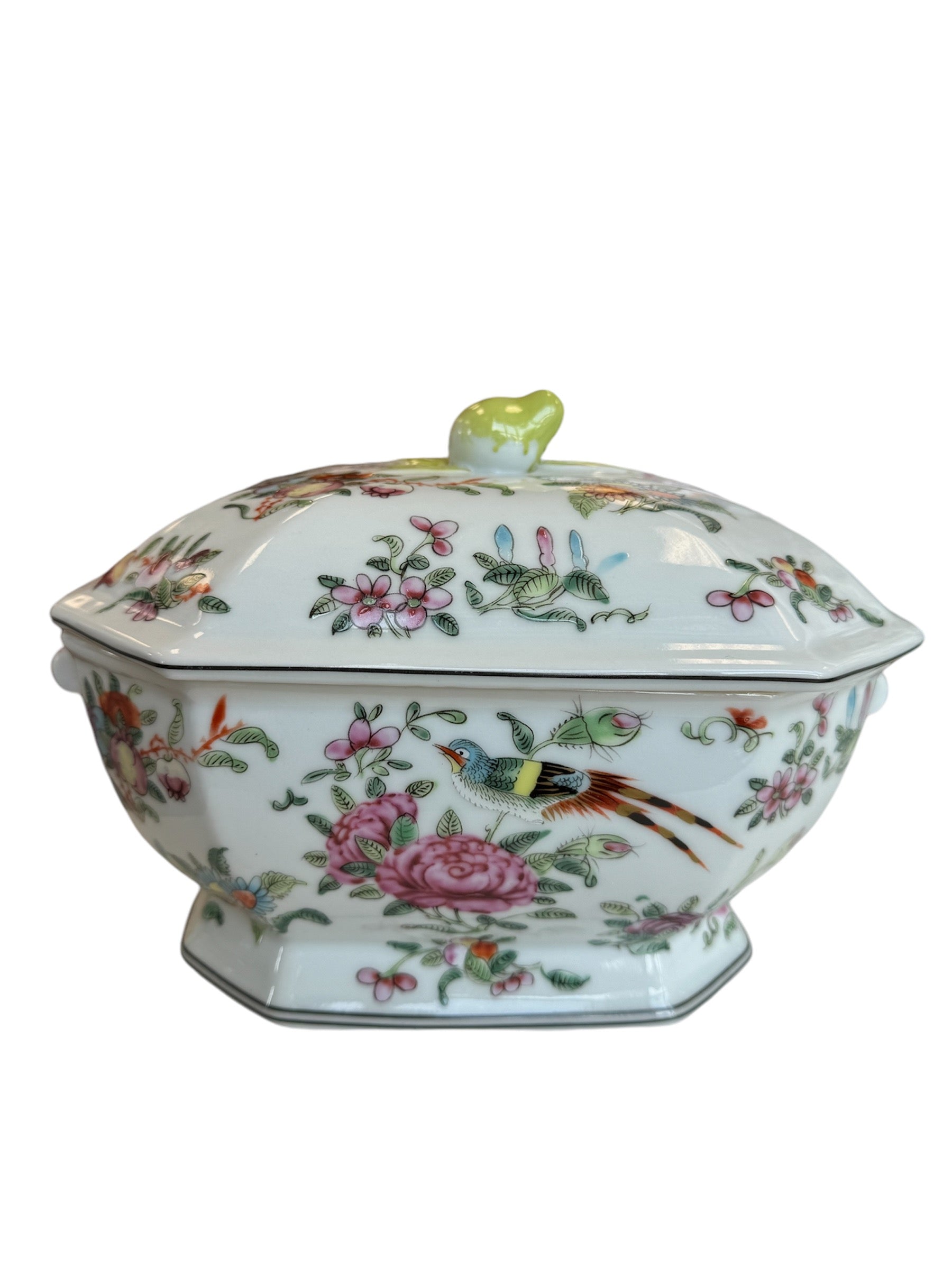 Rose Canton on White Tureen
