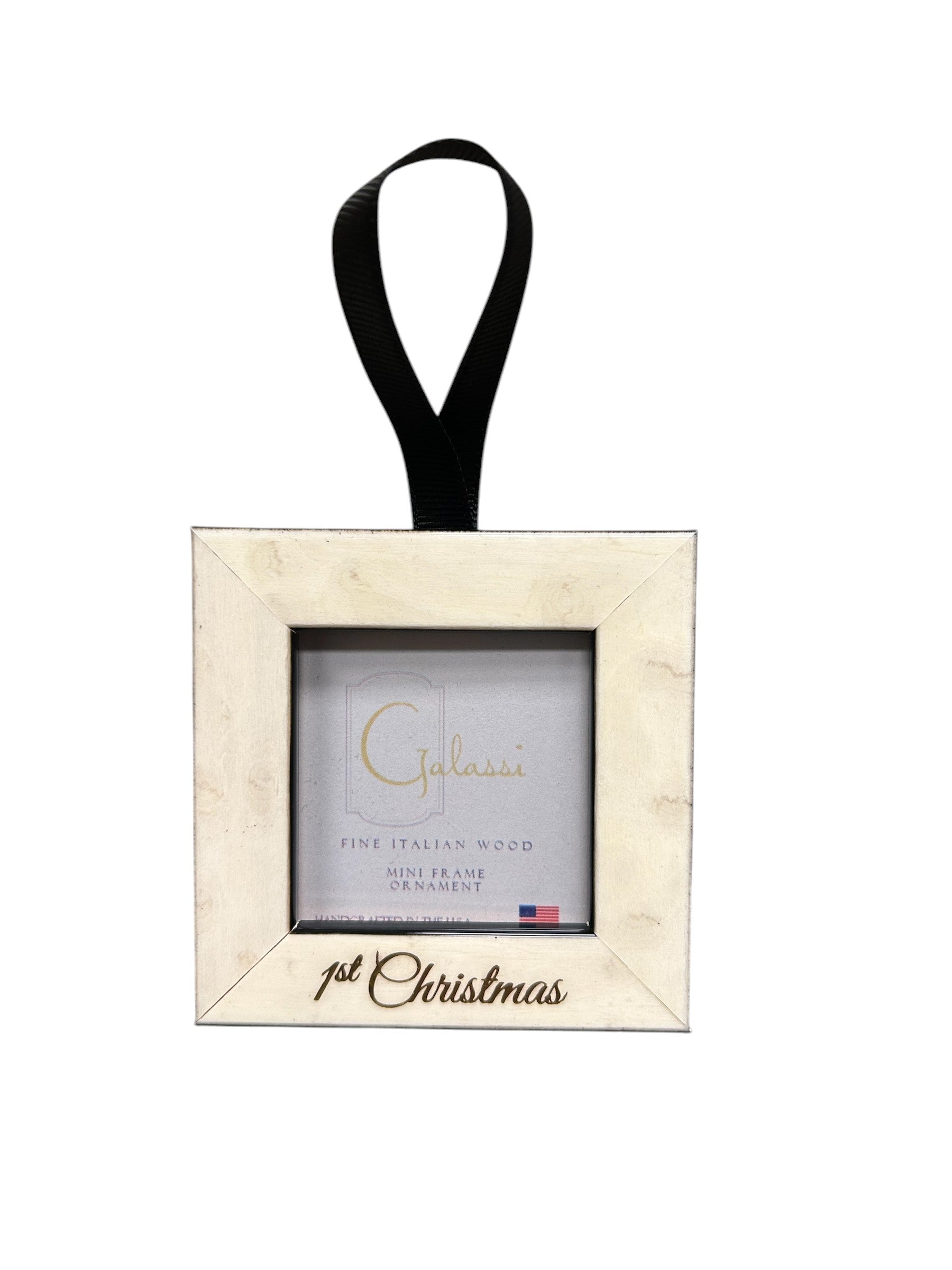 White Burl Ornament Frame - 1st Christmas