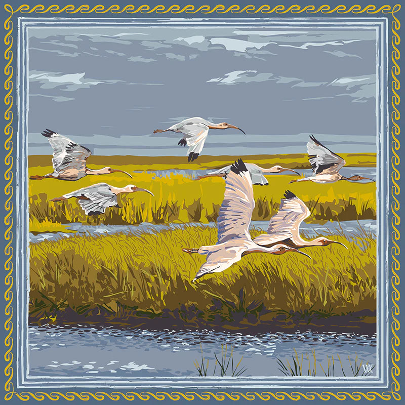 Blue & Gold Marsh Flyer Silk Scarf