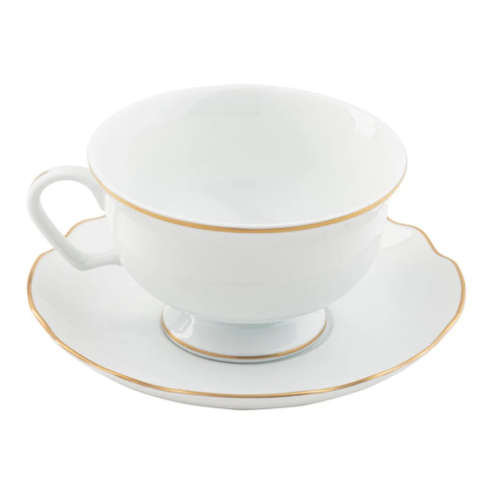 Ultra-White Georgian Gold Teacup Saucer