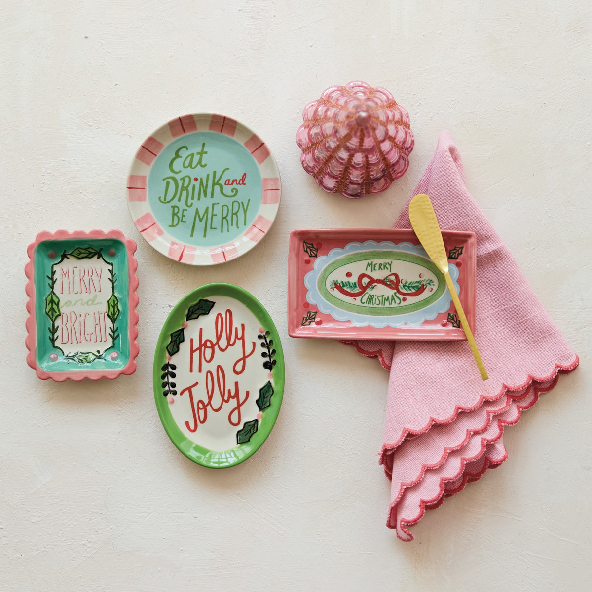 Stoneware Dish with Holiday Saying