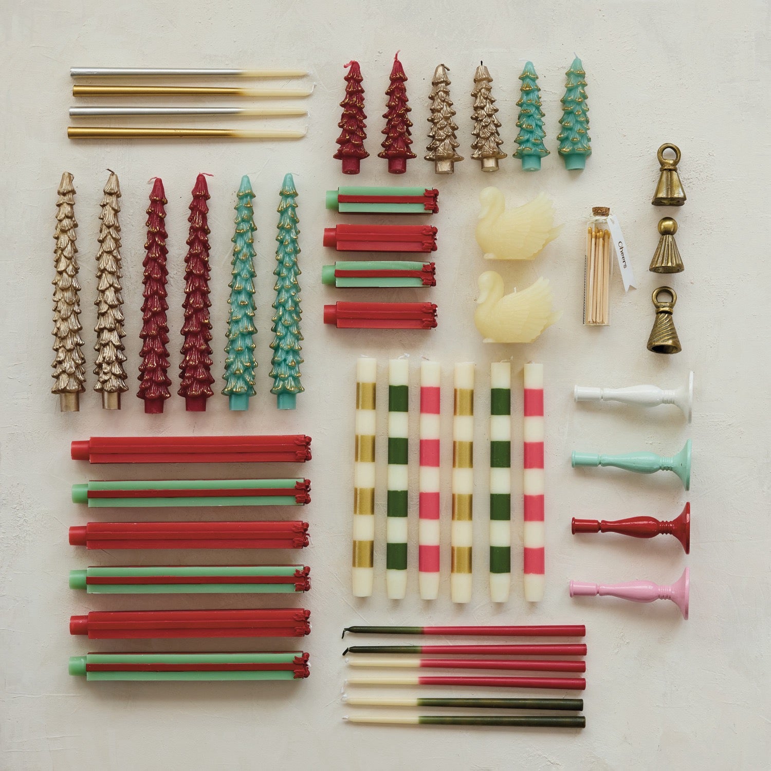 Pair of Taper Candles with Stripes