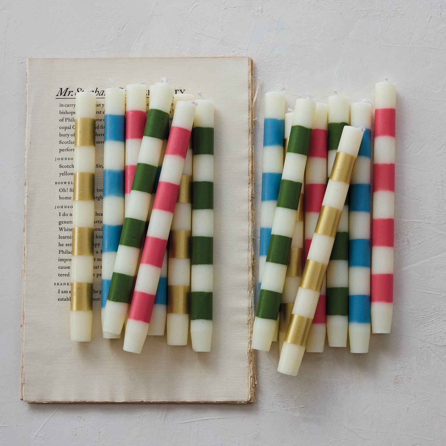 Pair of Taper Candles with Stripes