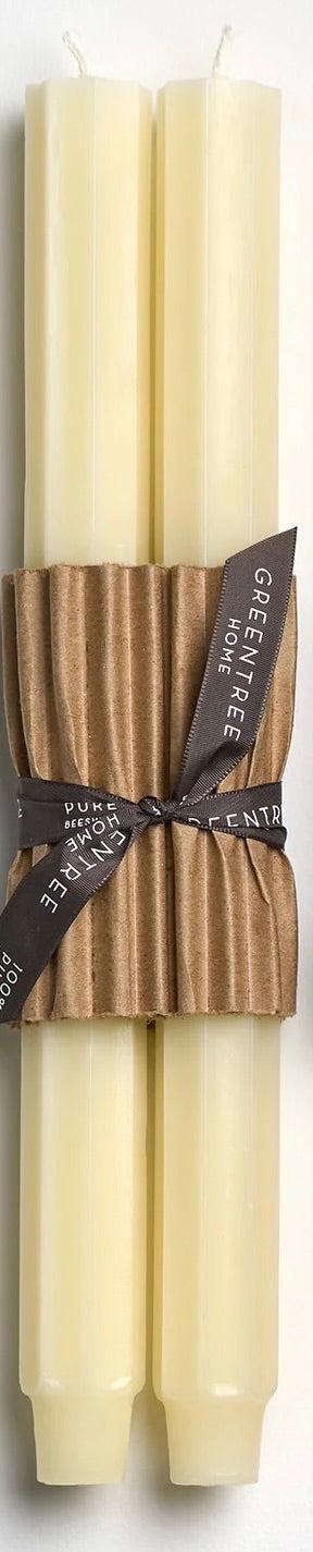 12" Fluted Church Taper Candles - Cream