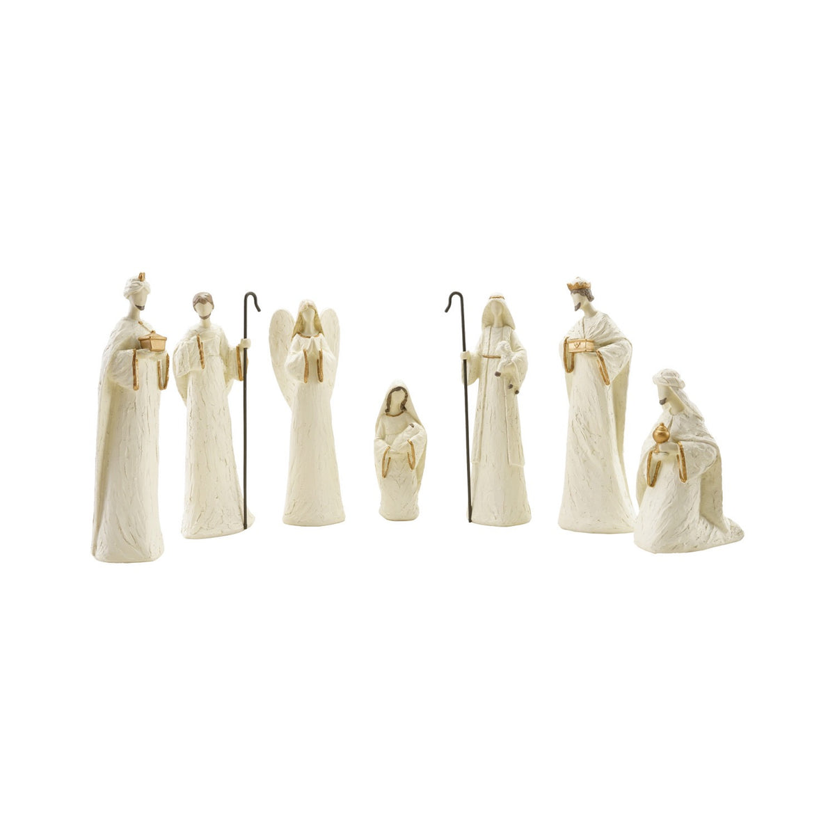 Brown and Gold Resin Nativity, Set of 7