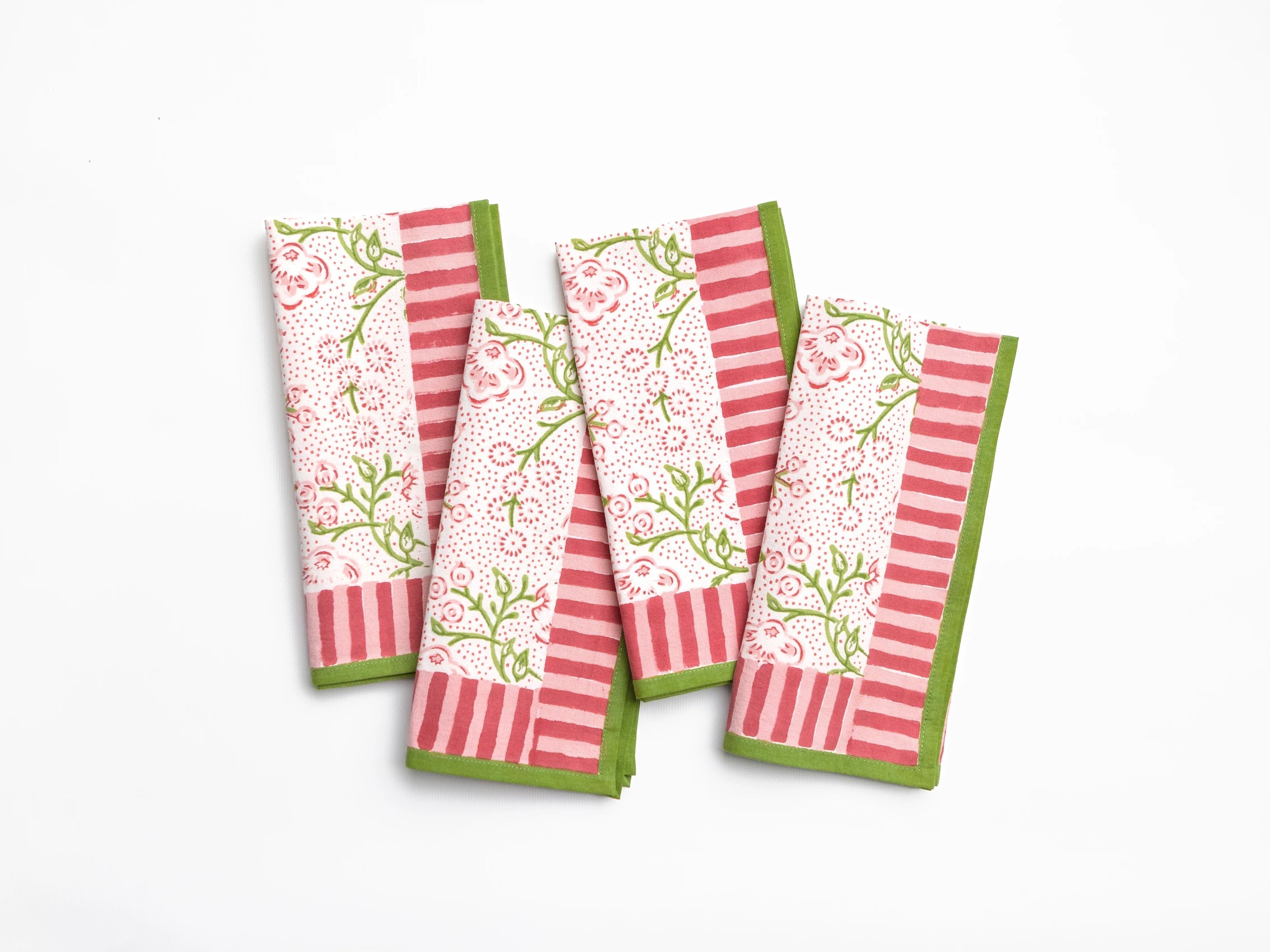 Floral & Berries Pink & Green Napkin | Set of 4