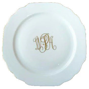 Ultra-White Georgian Salad Plate with Sample Monogram