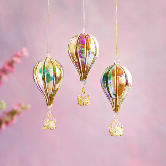 Color Couture Hot Air Balloon Glass Ornament