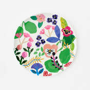Floral 'Handmade" Plate, Melamine, 11" - Set of 4