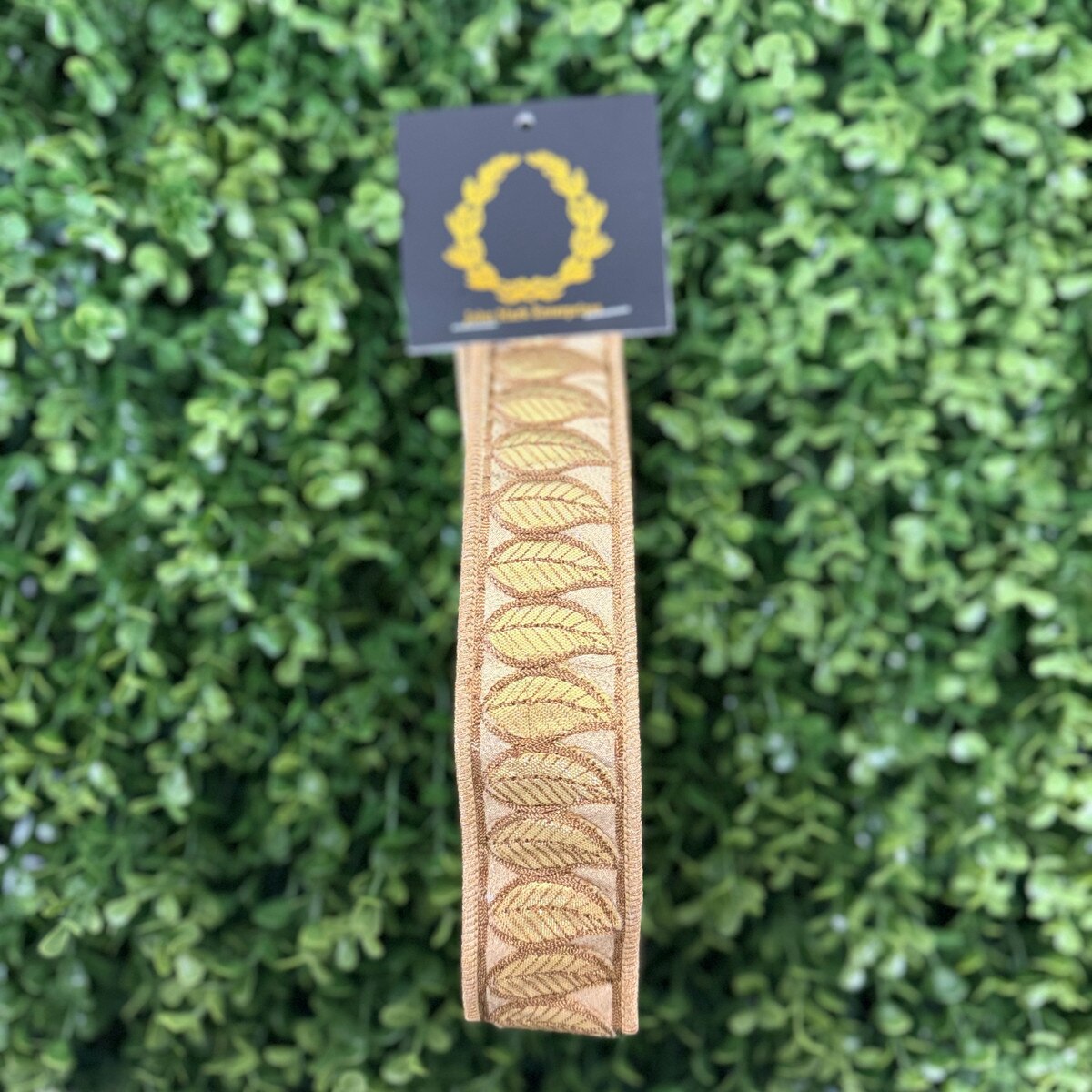 Leaf Trim Metallic Dupion Fused Gold