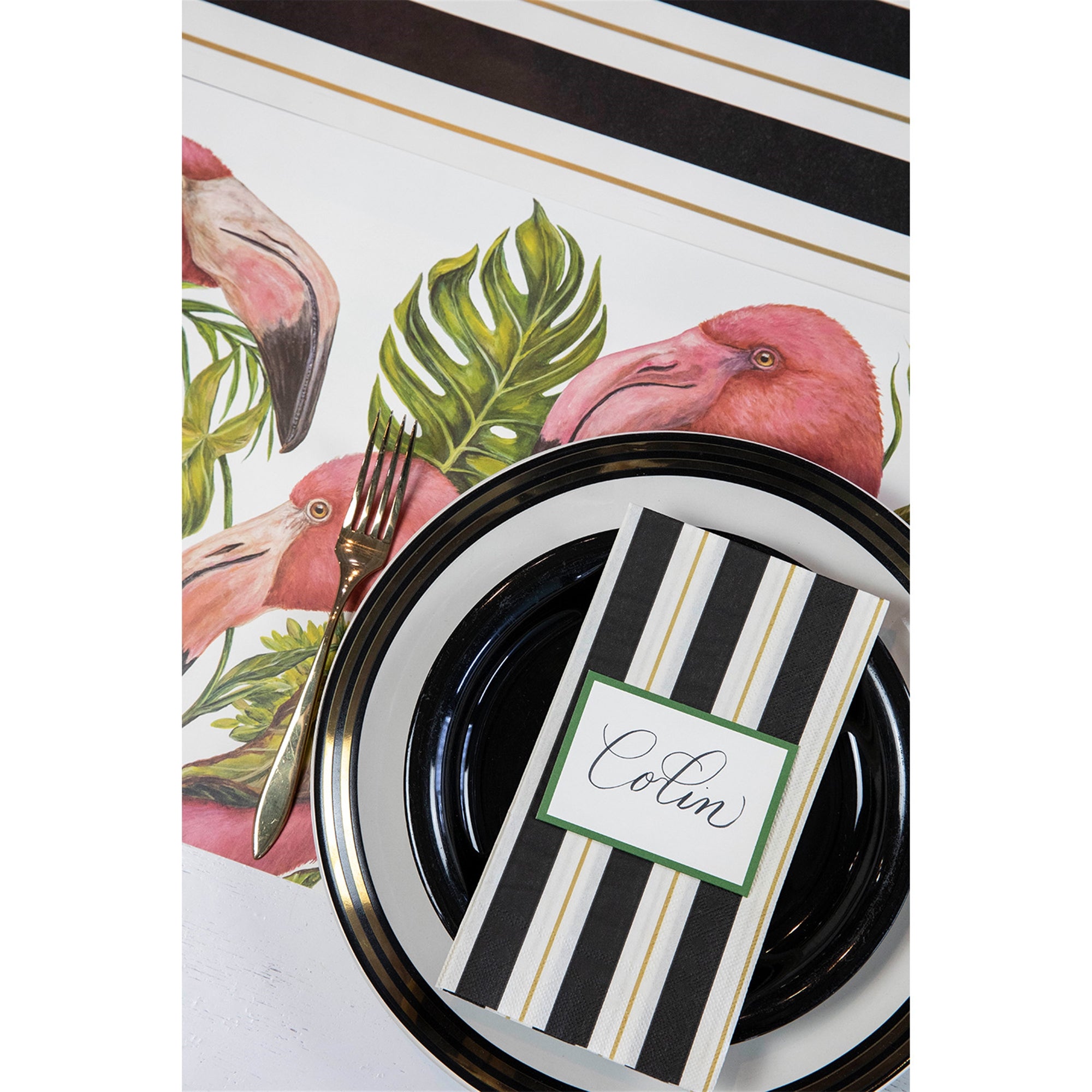 Black & Gold Awning Stripe Napkin