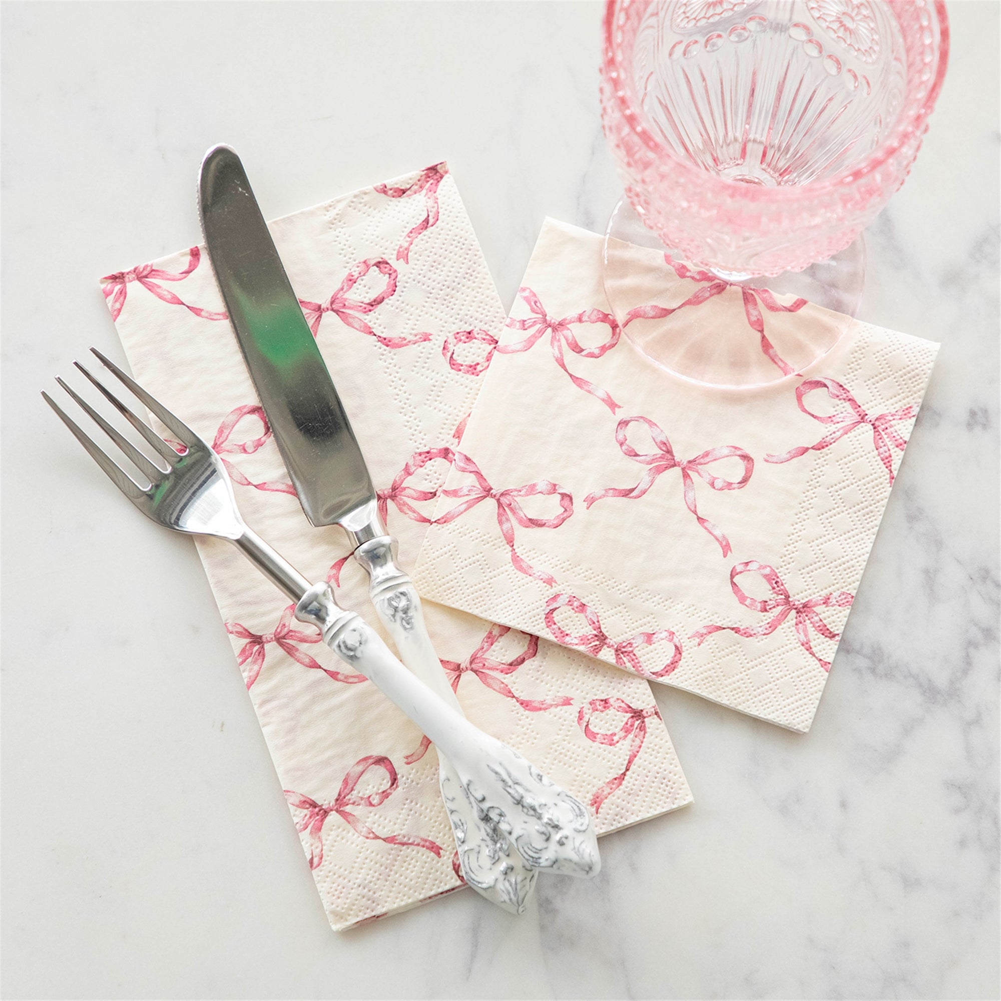 Pink Bow Lattice Guest Towel