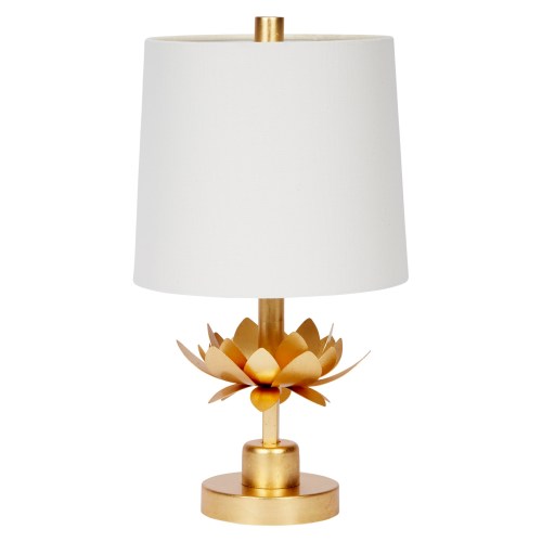 Mini Gold Leaf Mallory Lamp With White Linen Shade