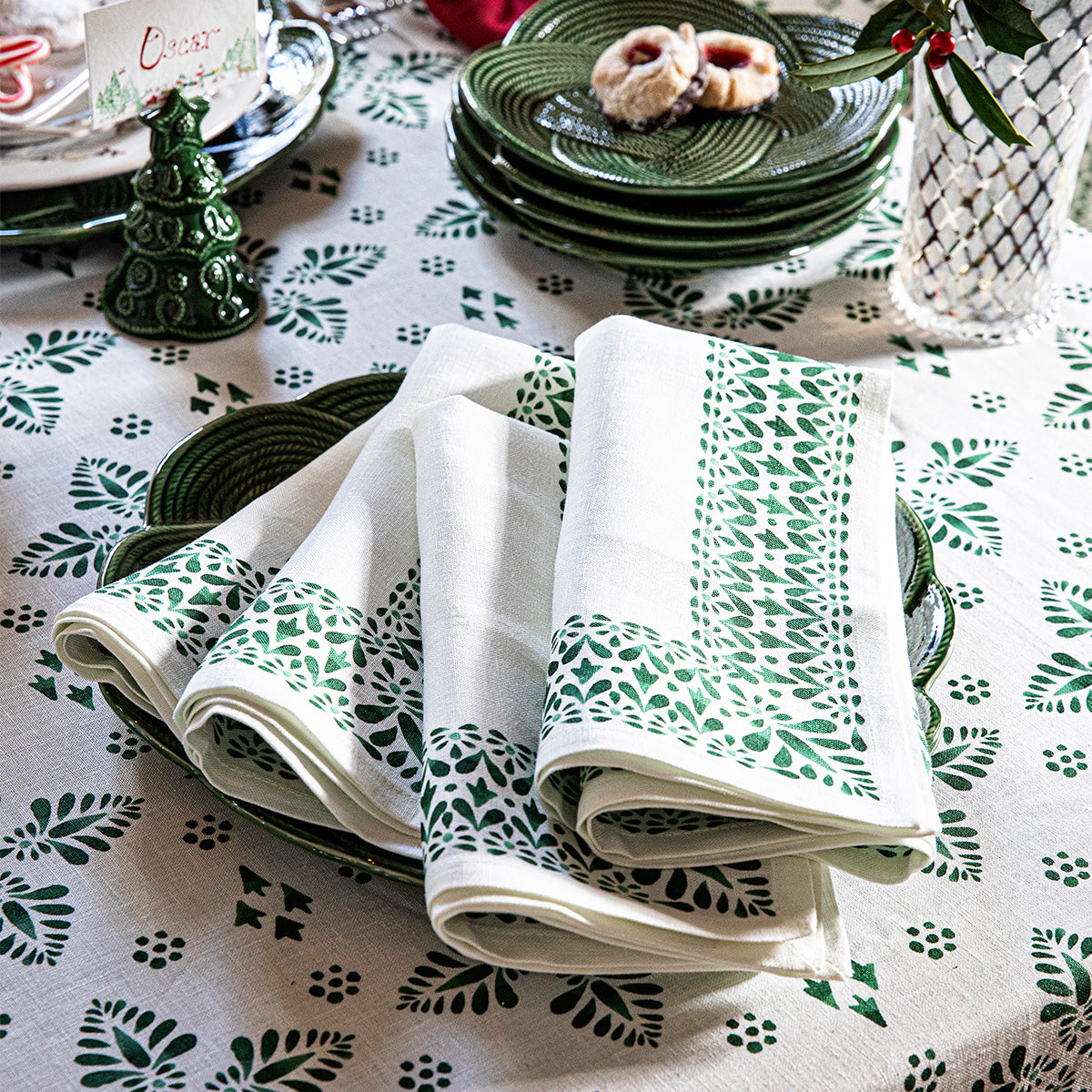 Iberian Border Napkin Set of 4 | Evergreen