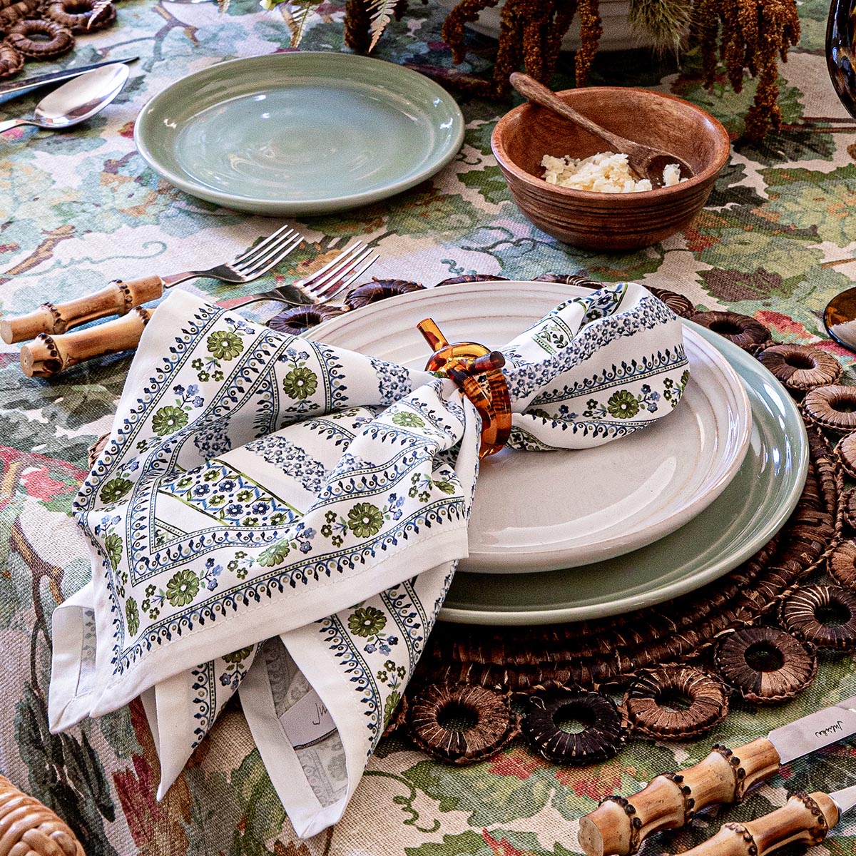 Seville Stripe Green Napkins - Set of 4