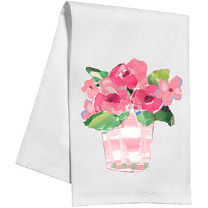 Pink Flowers Tea Towel