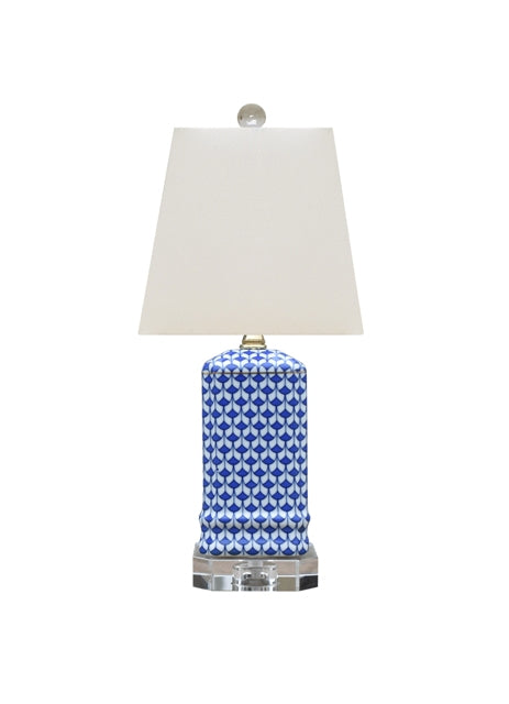 Blue and White Porcelain Fish Scale Lamp with Acrylic Base