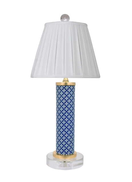 Blue and White Porcelain Lattice Table Lamp