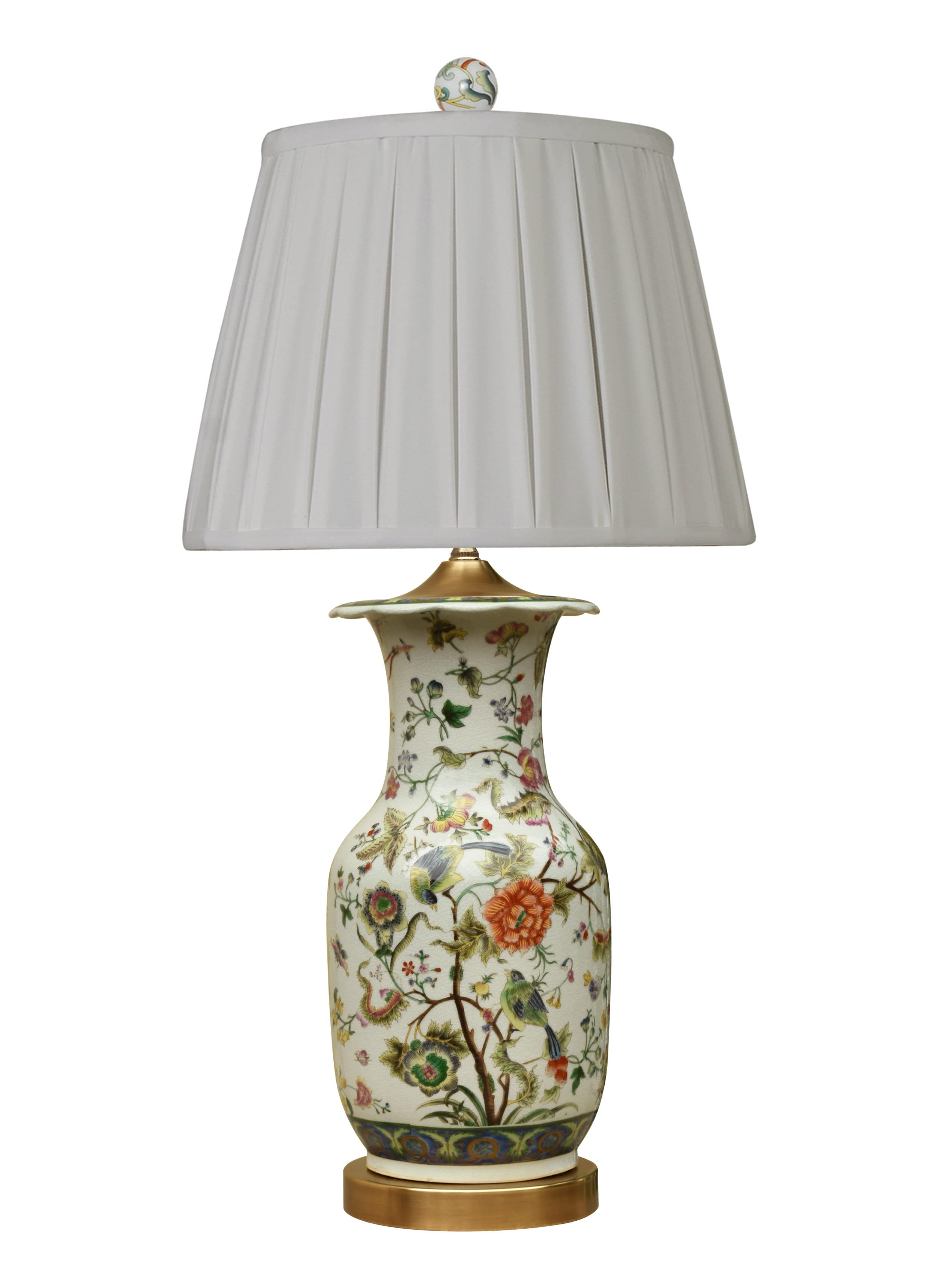 Ornate Porcelain Floral Vase Lamp