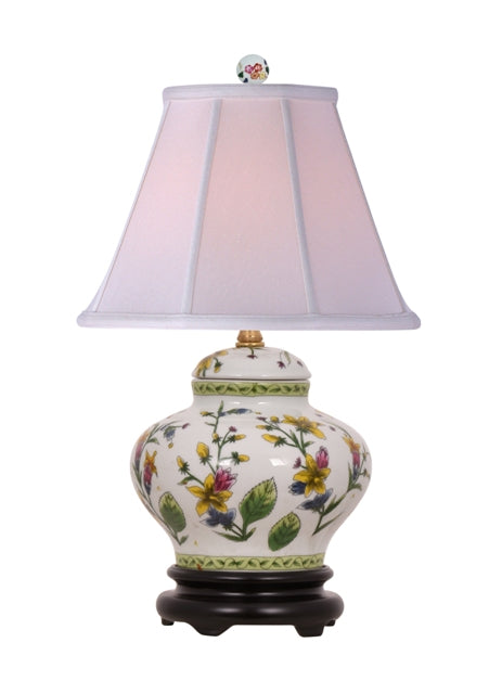 Porcelain Tulip Floral Cover Jar Lamp